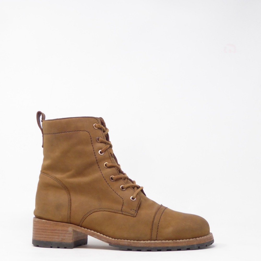 Patina Portland Leather Goods Breaker Combat Boots Brown Leather Lace Up Size 9